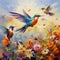 Birds in Flight with Vibrant Colors and Dynamic Composition