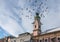 Birds Flying near Hospital Church of the Holy Spirit Tower Spitalskirche - Innsbruck, Tyrol, Austria