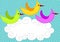 Birds flying over cloud invitation card