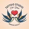 Birds and heart tattoo studio image artistic