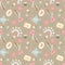 Birds, hearts, rainbows, cabochon, magic wand, candies on a beige background.