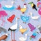 Birds land seamless pattern