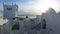 Birds perched on a white castle in Tangier