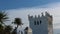 Birds perched on a white castle in Tangier