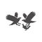 Birds of prey fight for the rabbit icon in flat style.