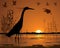 Birds in sunset swamp illustration