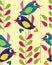 Birds trees Pattern Seamless