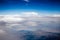 Birds view from the plane to wonderful structured clouds like a