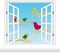 Birds in the window vector