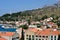 Birdview of Podgora with port. Croatia