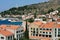 Birdview of Podgora with port and monument Seagull\'s wings