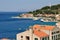 Birdview of Podgora with port and Seagull\'s wings