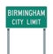 Birmingham City Limit road sign