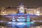 Birmingham Town Hall and water fountain at night