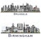 Birmingham UK and Brussels Belgium City Skyline Set