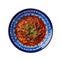 Birria On A Blue Abstraction Round Plate On Isolated Transparent Background Mexican Food. Generative AI