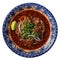 Birria On A Blue Abstraction Round Plate On Isolated Transparent Background Mexican Food. Generative AI
