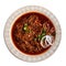 Birria De Res On A White Ornate Round Smooth Plate On Isolated Transparent Background Mexican Food. Generative AI
