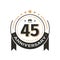 Birtday vintage logo template to 45 th anniversary circle retro isolated vector emblem. Forty-five years old badge on white