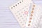 Birth control pills , calendar and notepad on table