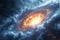 The birth of a new powerful galaxy in the distant depths of the Universe
