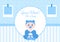 Birth Photo is it a Boy with a Baby Image and Blue Color Background Cartoon Illustration for Greeting Card or Signboard