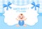 Birth Photo is it a Boy with a Baby Image and Blue Color Background Cartoon Illustration for Greeting Card or Signboard