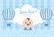 Birth Photo is it a Boy with a Baby Image and Blue Color Background Cartoon Illustration for Greeting Card or Signboard