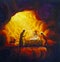 Birth of the Prophet religious holiday greeting card painting art