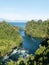 Birth of the Rio Bueno, leaving Lake Ranco. In the region of Los Rios, in Araucania or Patagonia, Chilean Andes. South of Chile