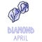 Birth Stone for April Clip Art. Diamond Crystal Mystic Order Precious Rock for Birthday date. White Treasure