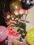 Birthda A bouquet of flowers and balloons for a birthday, anniversary or other holiday y bouquet and balloons