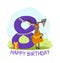 Birthday Anniversary Number and Cute Ethnic Patterned Deer Animal, Card Template for Eight Year Old Vector Illustration