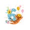 Birthday anniversary number with cute tiger