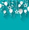 Birthday background with balloons, stars and confetti, trendy fl