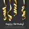 Birthday Background with Gold Streamers. Vector