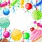Birthday background with sweets. Vector illustration