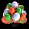 Birthday balloons bunch green orange white on black background