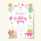 Birthday bash template with lettering cake in childish style