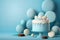 Birthday, blue scene, decorations, festive gathering, generated AI