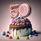 Birthday cake 50th birthday. Generative AI