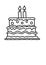 Birthday cake black and white lineart drawing illustration. Hand drawn lineart illustration in black and white