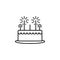 birthday cake dusk style icon. Element of birthday party in dusk style icon for mobile concept and web apps. Thin line birthday