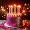 Birthday cake, festive party sparkling glitter effect