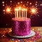 Birthday cake, festive party sparkling glitter effect