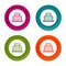 Birthday cake icons. Party signs. Colorful web button with icon