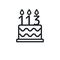 Birthday cake line icon with candle number 113