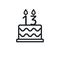 Birthday cake line icon with candle number 13