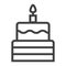 Birthday cake line icon, sweet and holiday