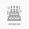 Birthday cake line icon. Vector logo for bakery, party